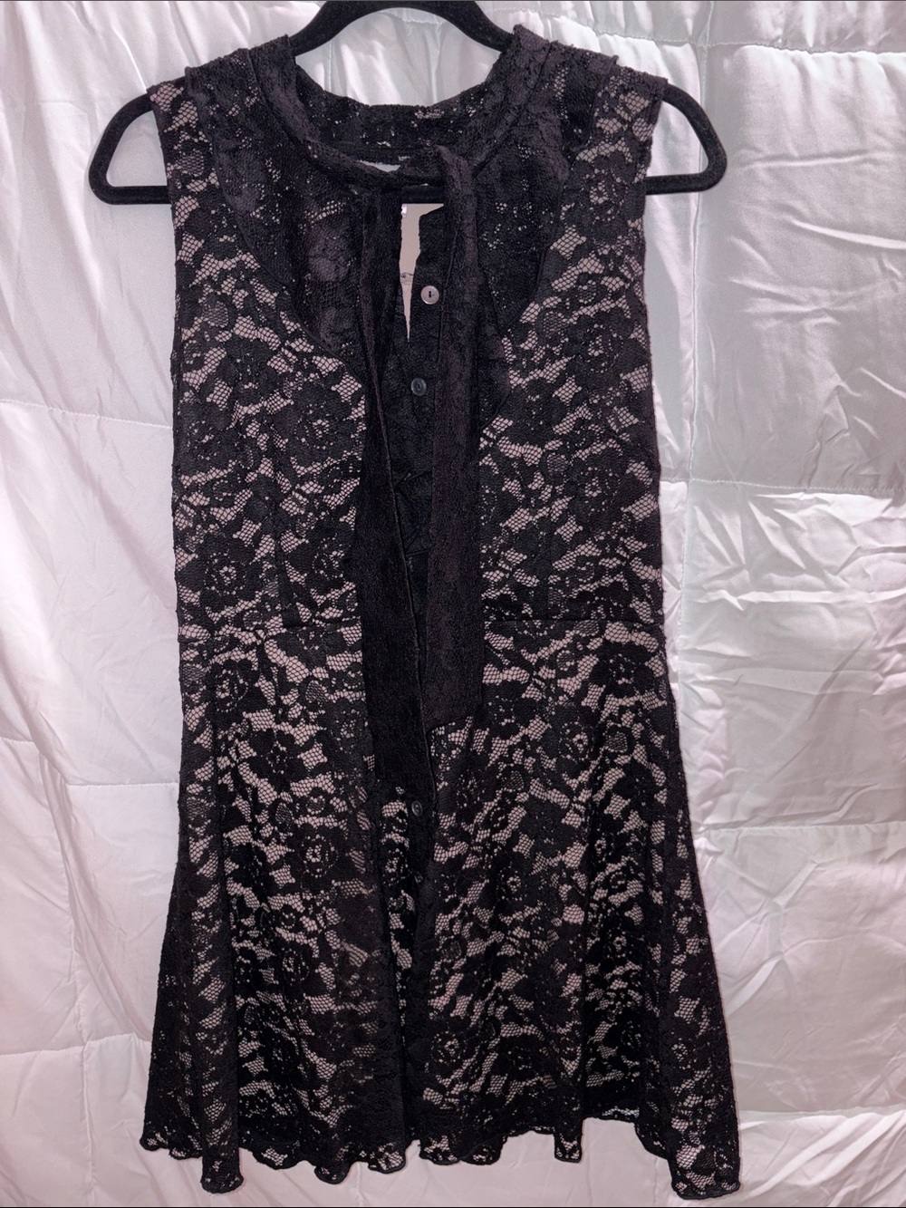 Sweet Storm Black Lace Midi Dress with Nude Lining